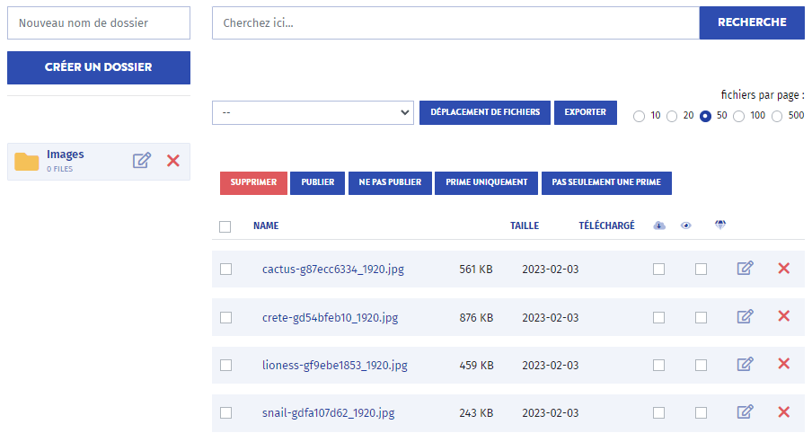 La gestion des fichiers de l'hébergeur ddownload.com