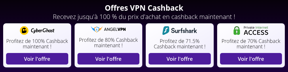 Les meilleures offres de cashback VPN